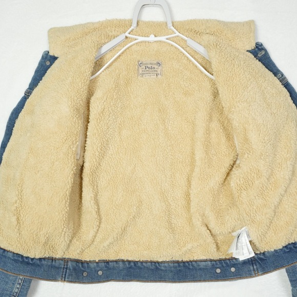 Vtg Polo Jeans Co. Ralph Lauren USA Flag Denim Jacket Youth L Women's S/Petite?? - Picture 3 of 16